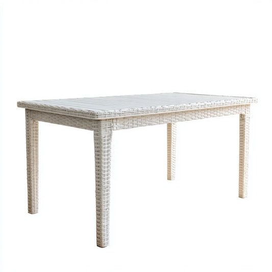 Stół ogrodowy, Taras Biały 150 x 90 x 74 cm Polirattan Prostokątny