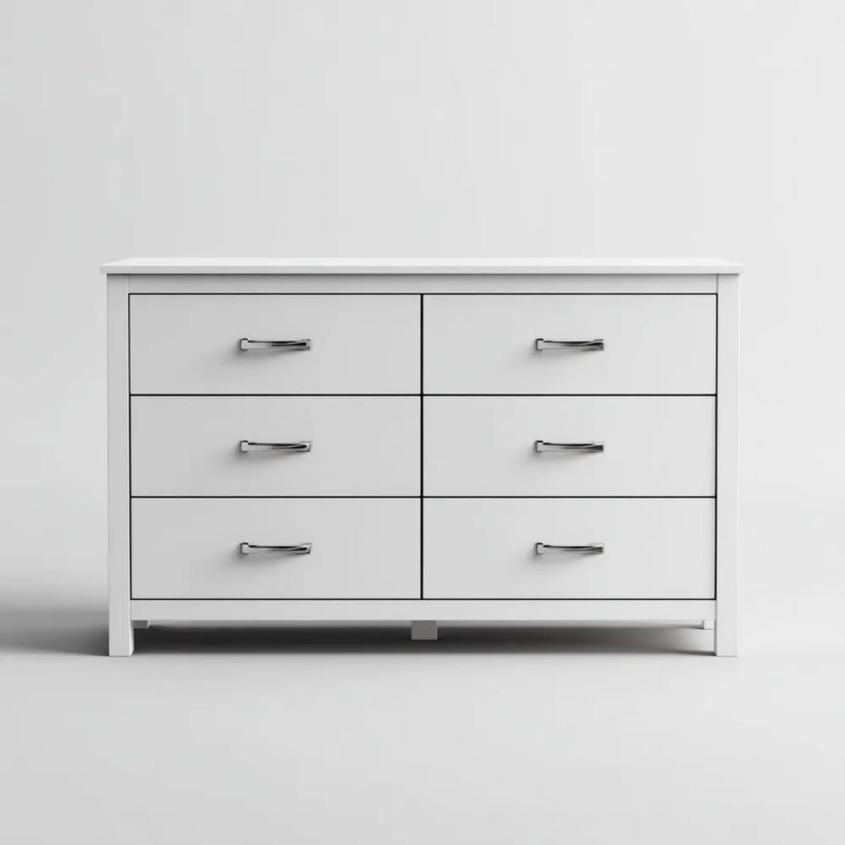 Komoda, Biała komora w panelach MDF z 6 szufladami, 120 x 40 x 80 cm