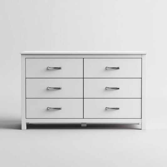 Komoda, Biała komora w panelach MDF z 6 szufladami, 120 x 40 x 80 cm