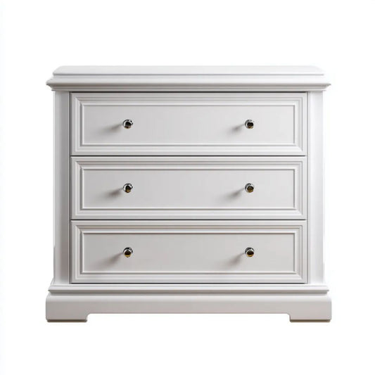 Komoda, Biała komora z 3 szufladami w MDF, 90 × 45 × 90 cm