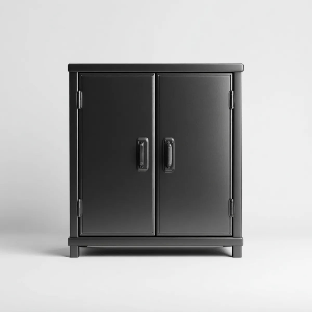 Szafka, Szafa magazynowa z 2 drzwiami Czarna 80 x 40 x 100 cm ze stali prostokątnej pokrytej proszkiem