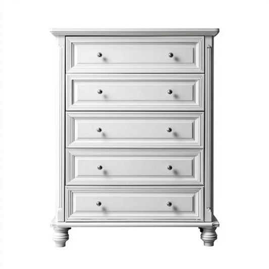 Komoda, Biała komfort w MDF z 5 szufladami, 91 x 46 x 137 cm