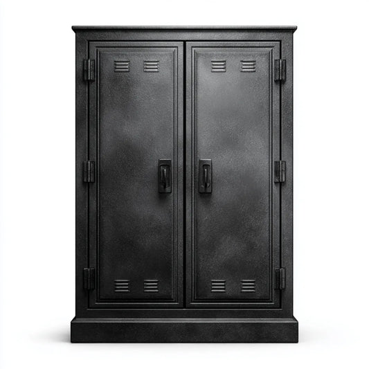 Szafka metalowa czarna 80 x 40 x 180 cm ze stali proszkowo-pokrytej prostokątną z 2 drzwiami