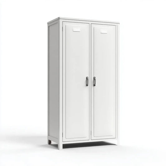 Szafka, Metalowa szafa na śmieci Biała 90 x 40 x 180 cm stali pokrytej proszkiem z 2 drzwiami