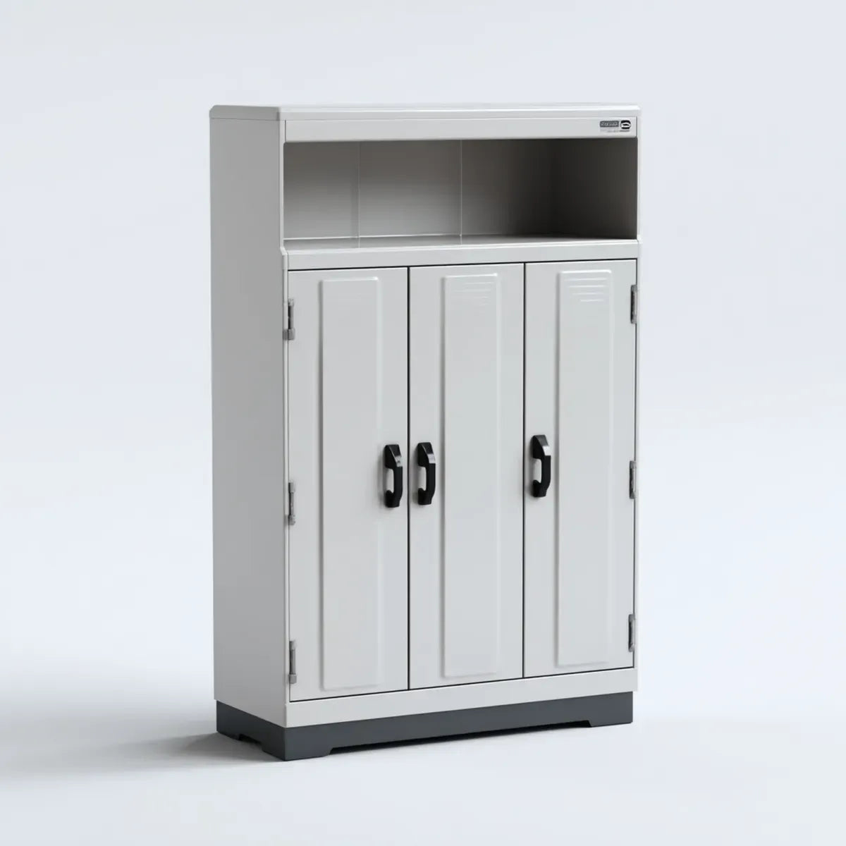 Szafka, Metalowa szafka na metal Biała 80 x 40 x 120 cm ze stali pokrytej proszkiem prostokątnym z 3 drzwiami i otwartym przedziałem