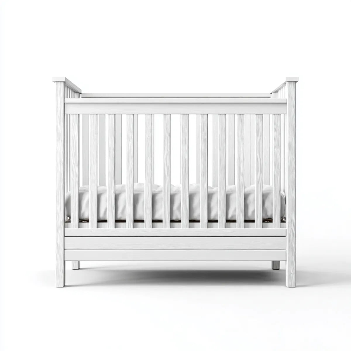 Łóżeczko dziecięce, Białe prostokątne łóżko dla dziecka w sosnie litej 60 x 120 cm