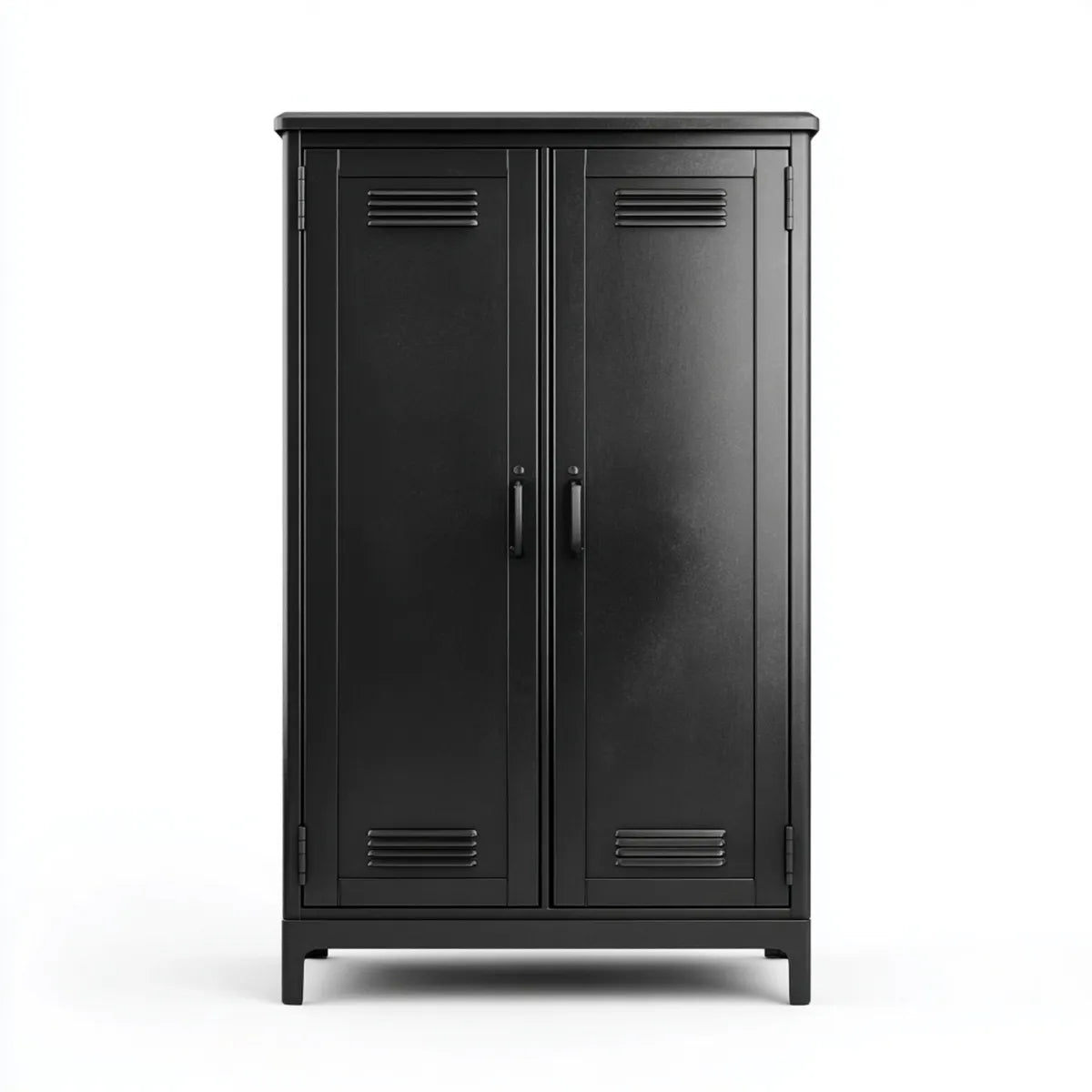 Szafka metalowa Czarna z 2 drzwiami ze stali pokrytej proszkiem 80 x 40 x 180 cm prostokątna