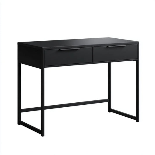 Konsola wejściowa z 2 czarnymi MDF i prostokątnymi szufladami stalowymi 100 x 35 x 75 cm