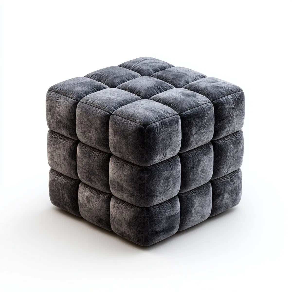 Pufa, Niski kwadratowy ciemnoszary ottoman 45 x 45 x 45 cm w aksamicie poliestrowym