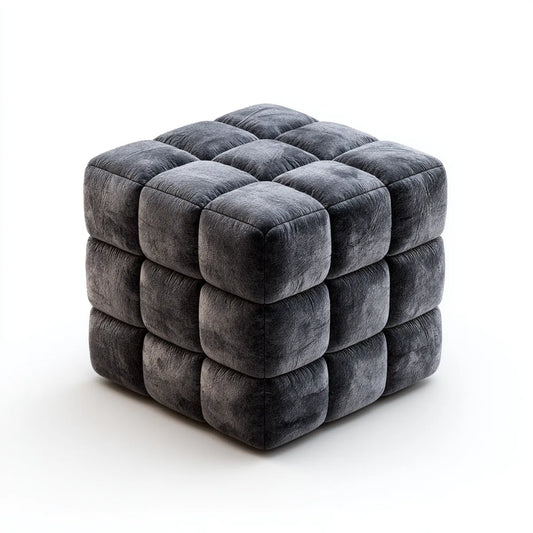 Pufa, Niski kwadratowy ciemnoszary ottoman 45 x 45 x 45 cm w aksamicie poliestrowym