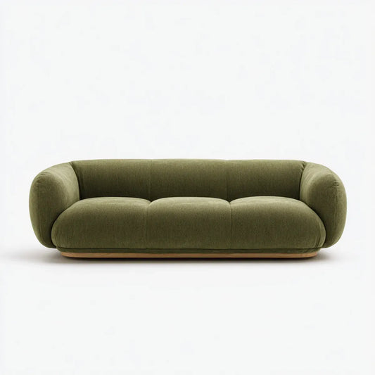 sofa 3-osobowa oliwna 220 x 98 x 75 cm poliestrowy aksamit zaokrąglony