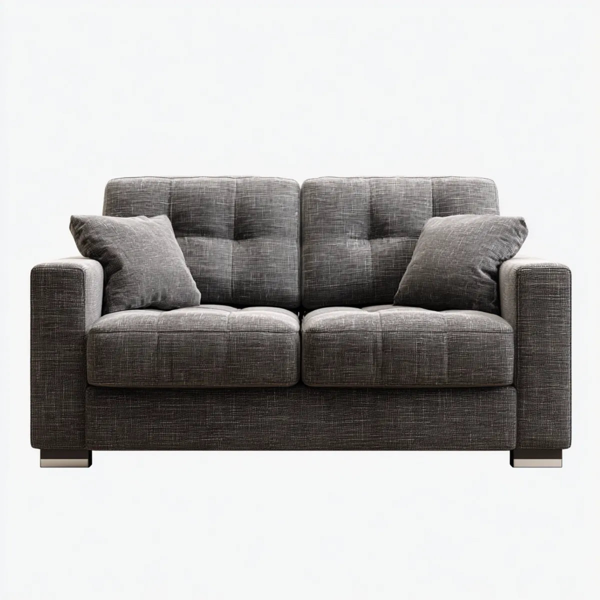 Sofa, 2-fotela szara 160 x 90 x 85 cm poliester prostokątna