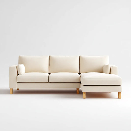 Sofa, Kanapa narożna z kremem szezlongiem 245 x 155 x 85 cm poliester kształt L