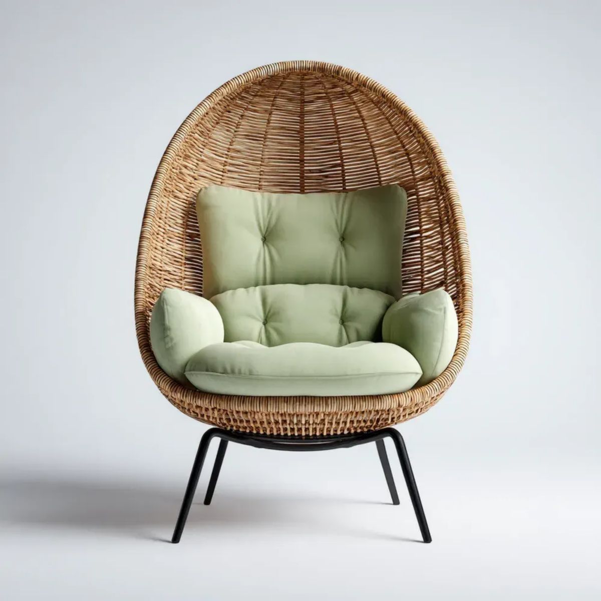 Fotel rattanowy, Ogród Bisquirle w Biscuit rattan z szałwią Bisgreen Simplihanshipons, 98 x 94 x 145 cm