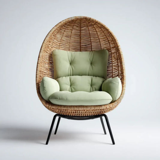 Fotel rattanowy, Ogród Bisquirle w Biscuit rattan z szałwią Bisgreen Simplihanshipons, 98 x 94 x 145 cm
