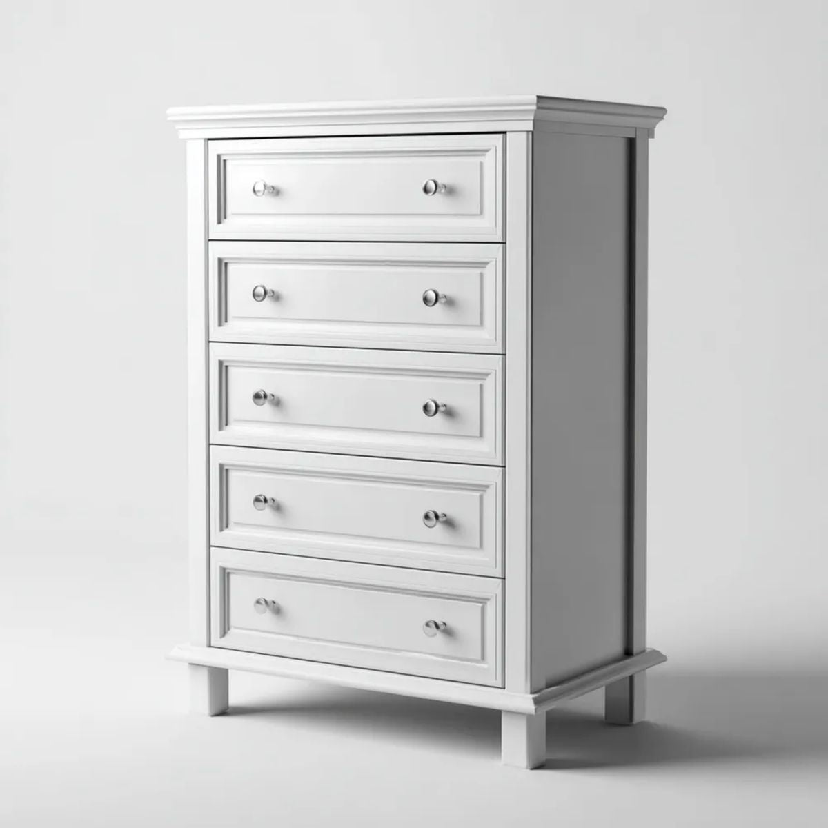 Komoda, Kommode 5 Białe szuflady w panelach MDF, 80 x 42 x 120 cm