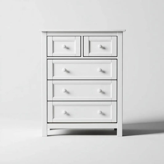 Komoda, Biała MDF z 5 szufladami, 80 x 40 x 100 cm