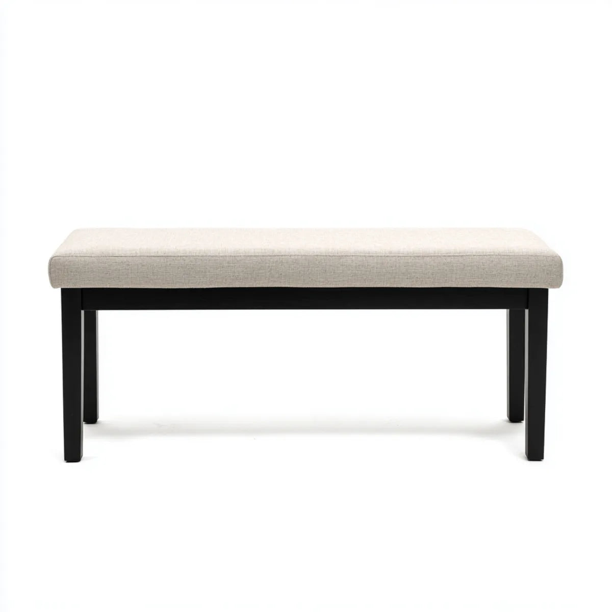 Ławka do przedpokoju, Wyściełane czarne i beżowe ławki wejściowe 120 x 40 x 45 cm w litym drewnie i prostokątnym poliestrze