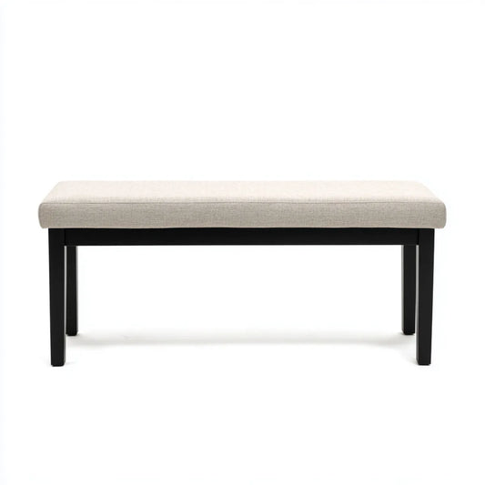 Ławka do przedpokoju, Wyściełane czarne i beżowe ławki wejściowe 120 x 40 x 45 cm w litym drewnie i prostokątnym poliestrze