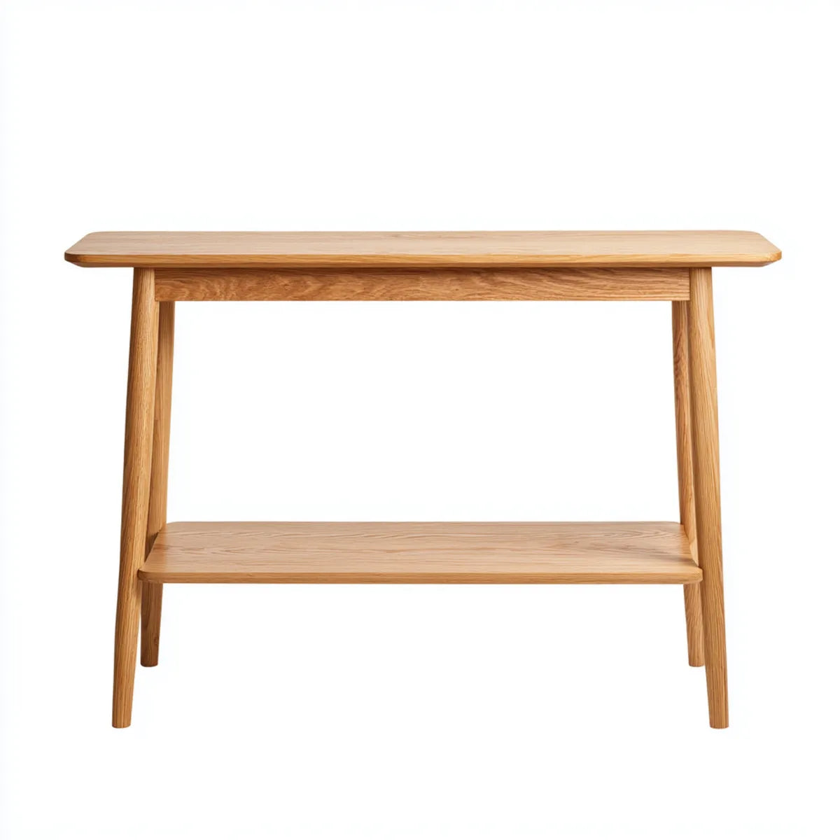 Konsola wejściowa w naturalnym prostokątnym dębie stałym 120 x 35 x 80 cm z półką