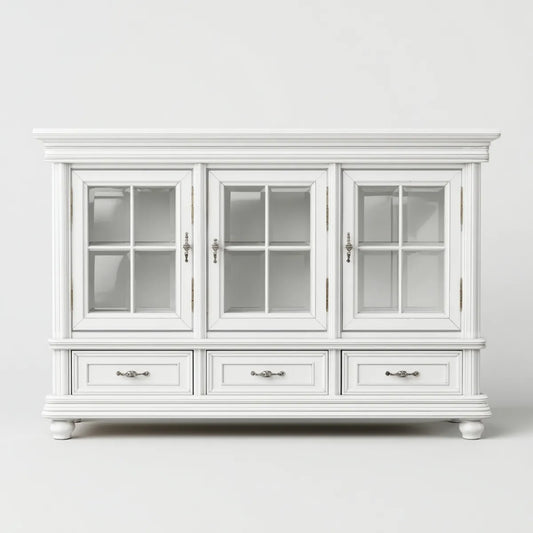 Kredens, Biały prostokątny stół do gotowania 180 x 45 x 180 cm w MDF i szkło
