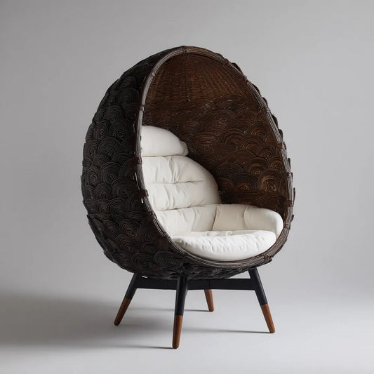 Fotel rattanowy, Ciemny brązowy rattan Tytanowy Krzesło z białym tytanem, 110 x 95 x 160 cm