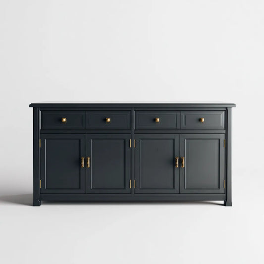 Szafka, 4 drzwi przechowywania bufet 4 szuflady czarny 160 x 40 x 85 cm prostokątna MDF